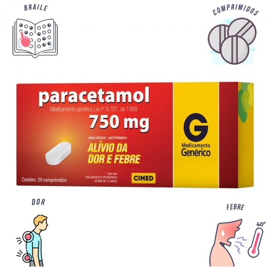 Paracetamol 750 mg 20 comprimidos Cimed